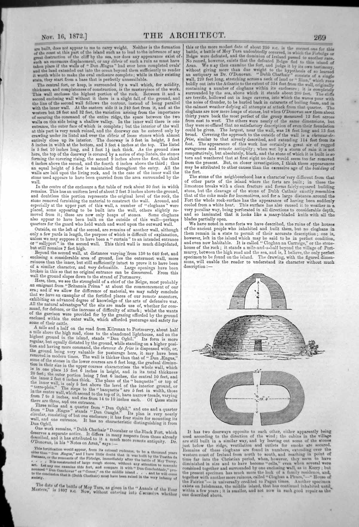 Antique Old Print Discoveries Rome Fort Wall Two Doors Remains Cloghans 1872