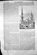 Original Old Antique Print Lee Avenue Baptist Church Brooklyn New York 1872
