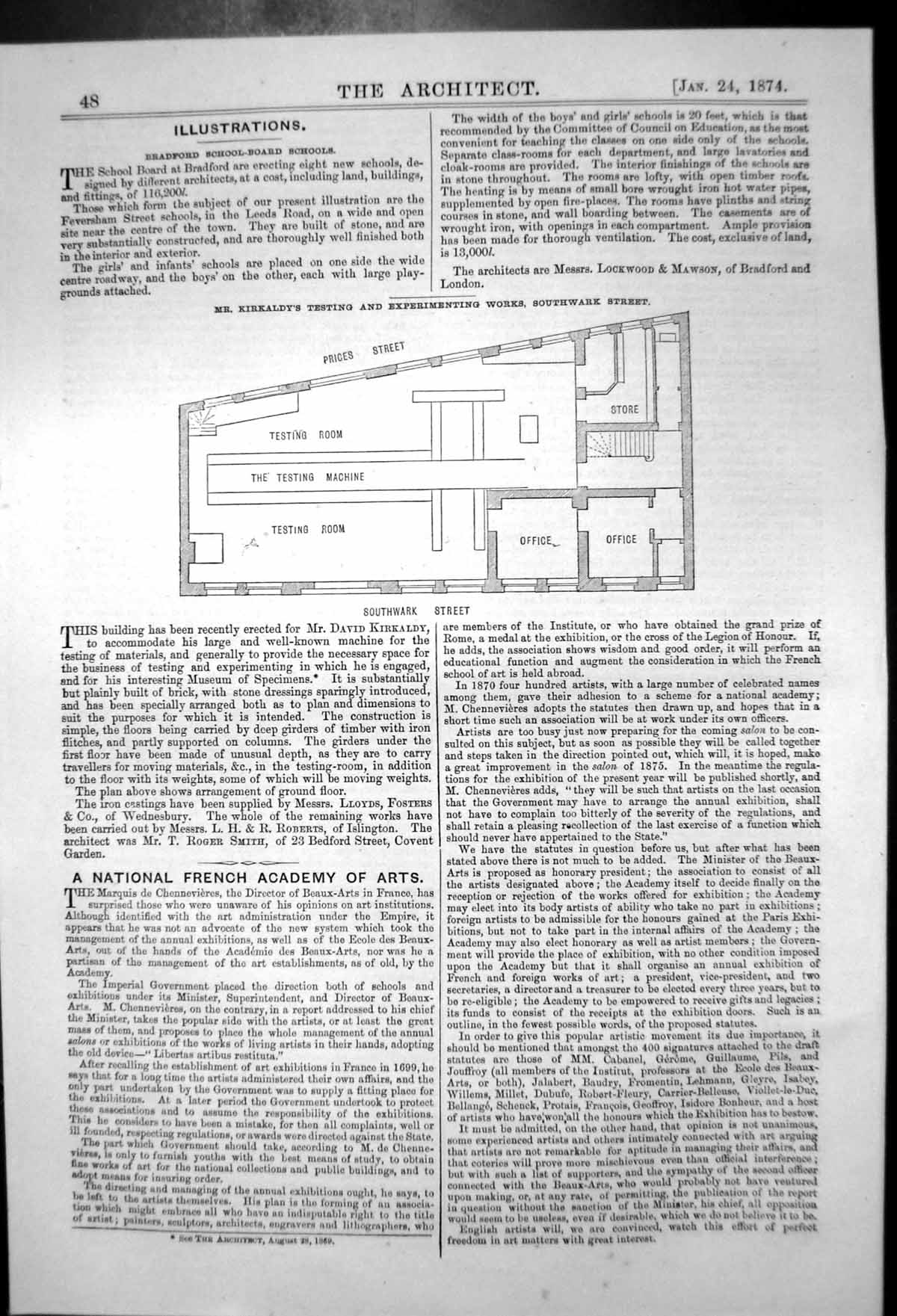 Old Print Mr Kirkaldys Testing Experimenting Works Southwark Street 1874 19th