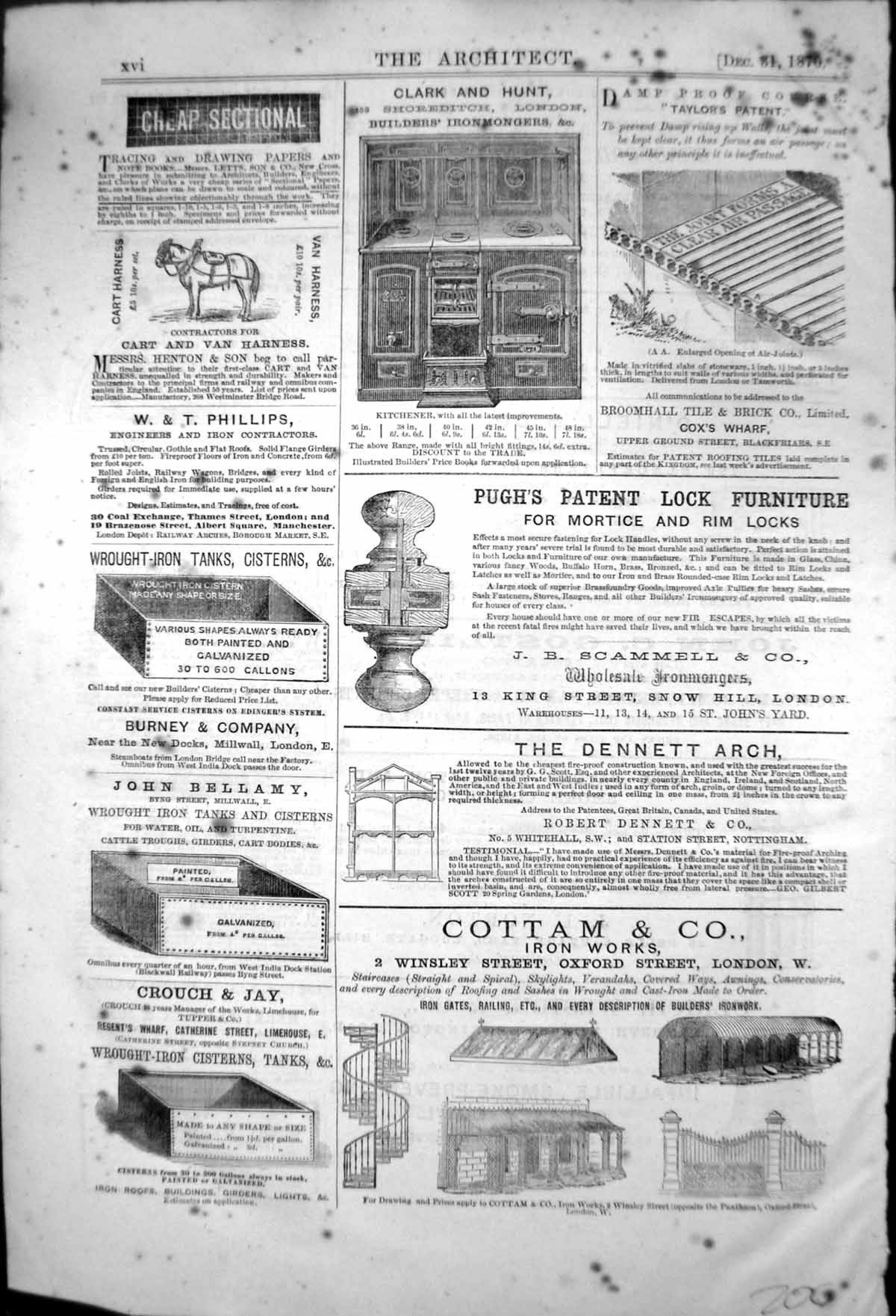 Old Cottam Co Iron Works Pughs Lock Furniture John Bellamy Tanks 1870 Victorian