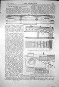 Antique Old Print Southwark Bridge Thames Elevation Plan Roadway Arch 1869 19th
