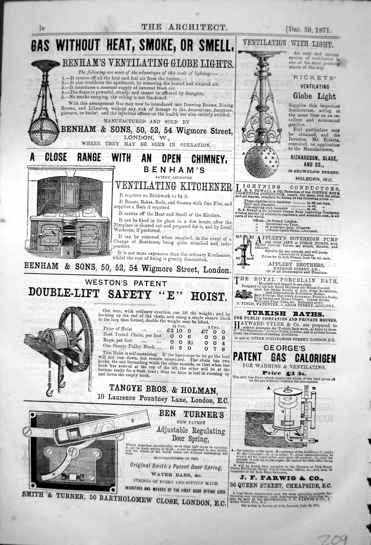 Old Print Westons Double Lift Safety Hoist Morelands Fire ProFloors 1871 19th