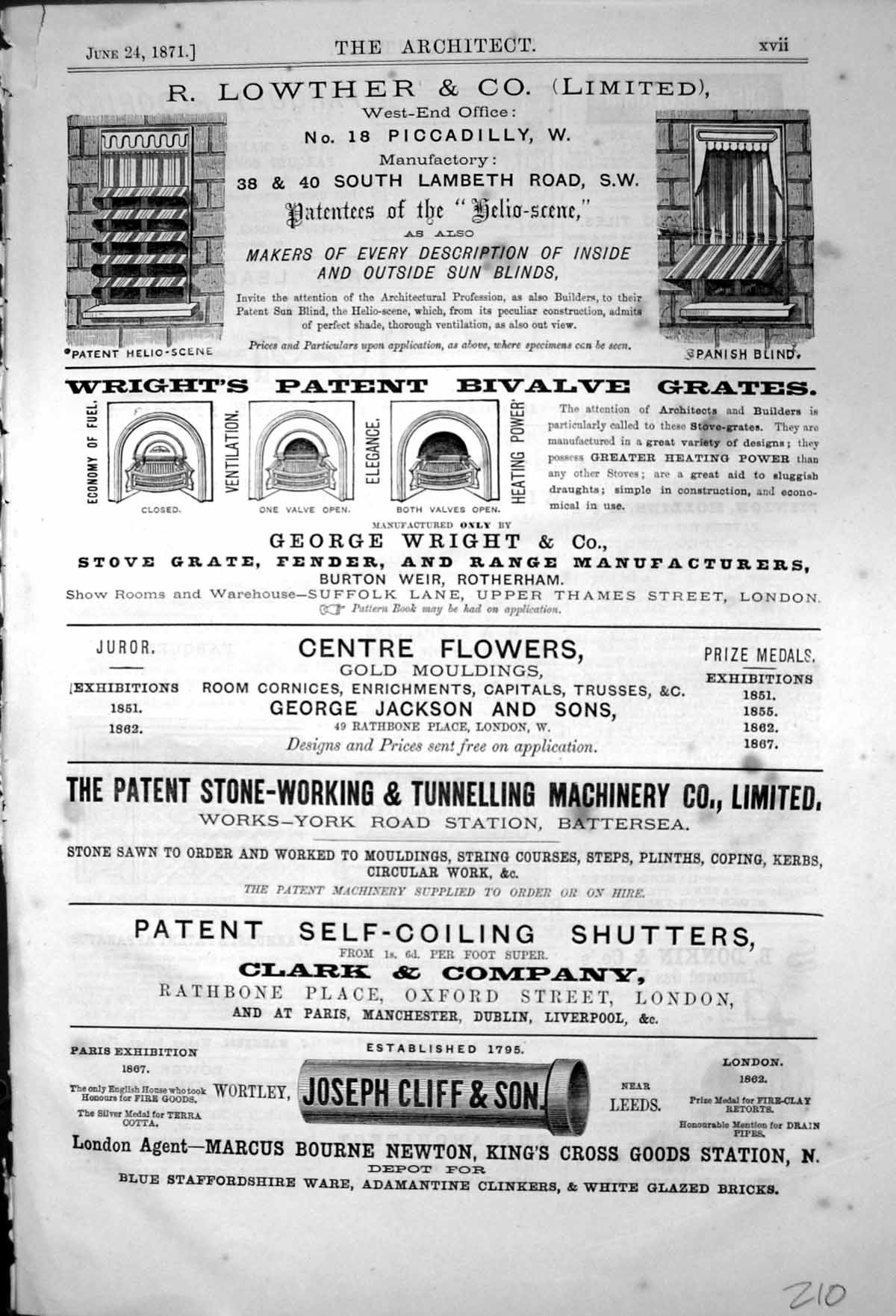 Old Print Wrights Bivalve Grates Parquet Flooring Wright & Mansfield 1871 19th