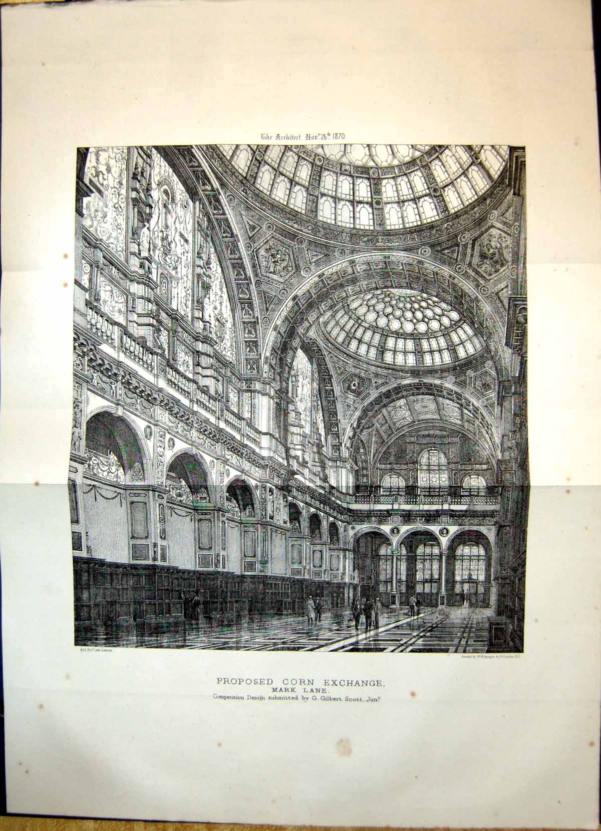 Old Architecture 1870 Proposed Corn Exchange Mark Lane Gilbert ScottVictorian