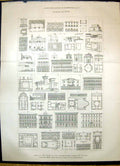 Original Old Antique Print 1870 Table Style Civil Architecture D'Agincourts