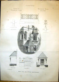 Antique Old Print Architecture1870 Worcester Lodge Middleton Road Holloway