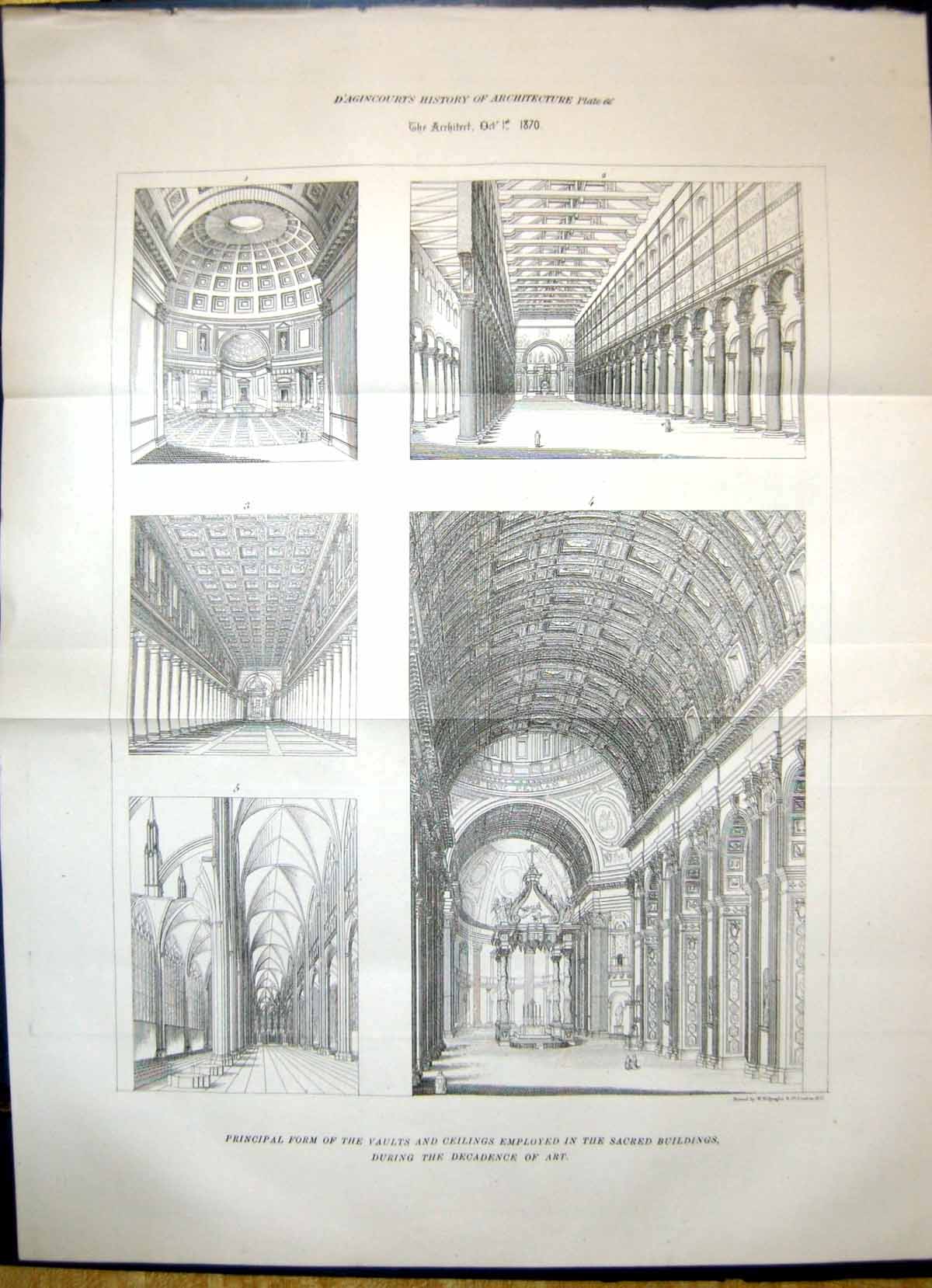 Old 1870 Principal Form Vaults Ceilings Sacred Buildings Architecture 19th