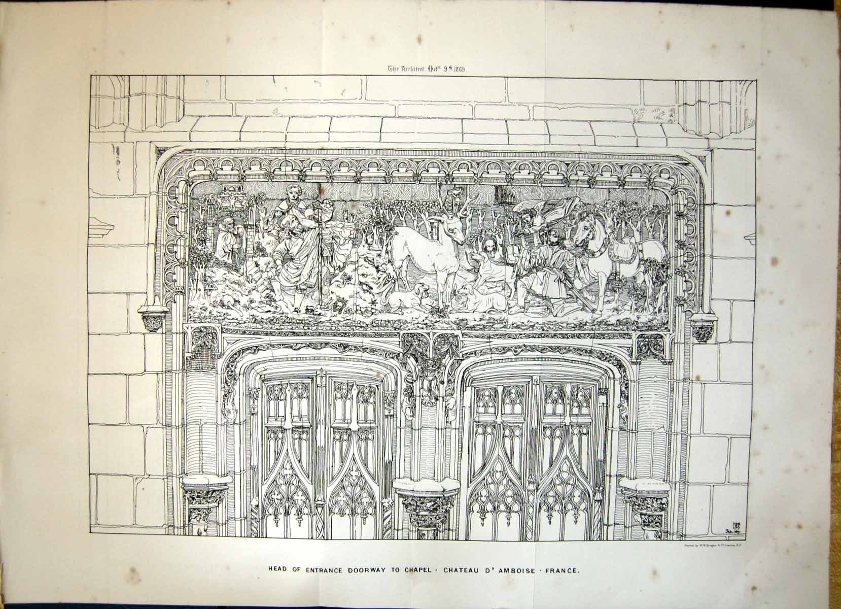 Old Entrance Doorway Chapel Chateau D'Amboise France Architecture 186 19th