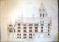 Antique Old Print New Courts Justice Strand Front Street Architecture 1871