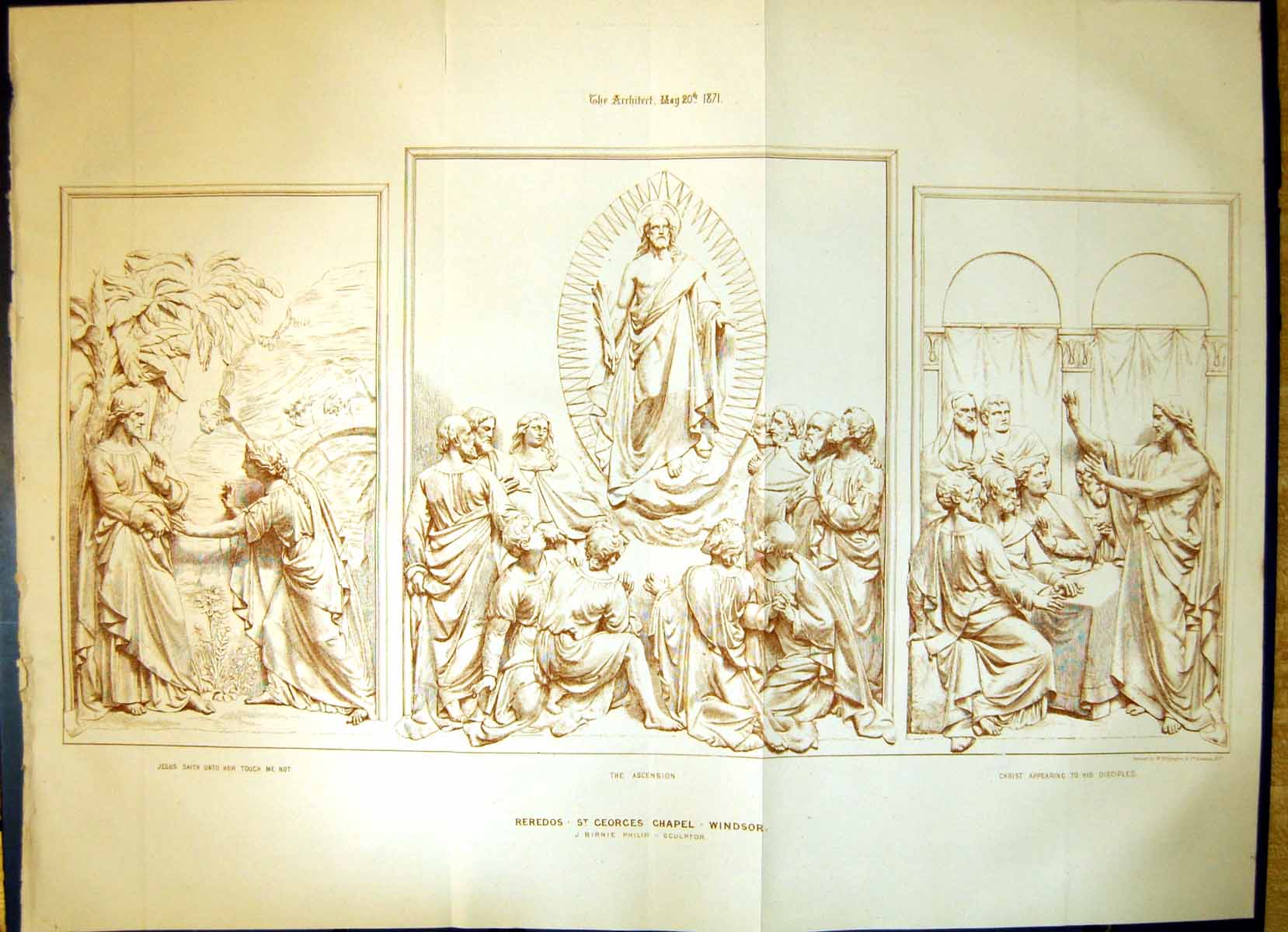 Old Architecture 1871 Reredos St. Georges Chapel Windsor Birnie Phili 19th