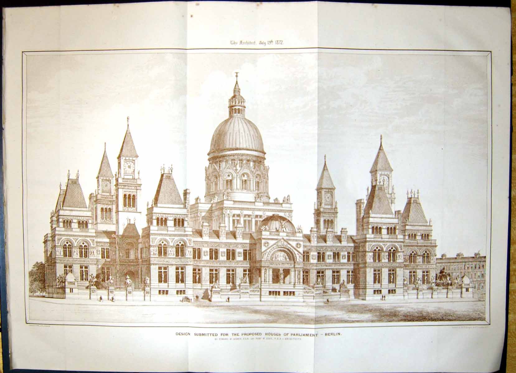 Old Architecture 1872 Design Proposed Houses Parliament Edward Goodwi 19th