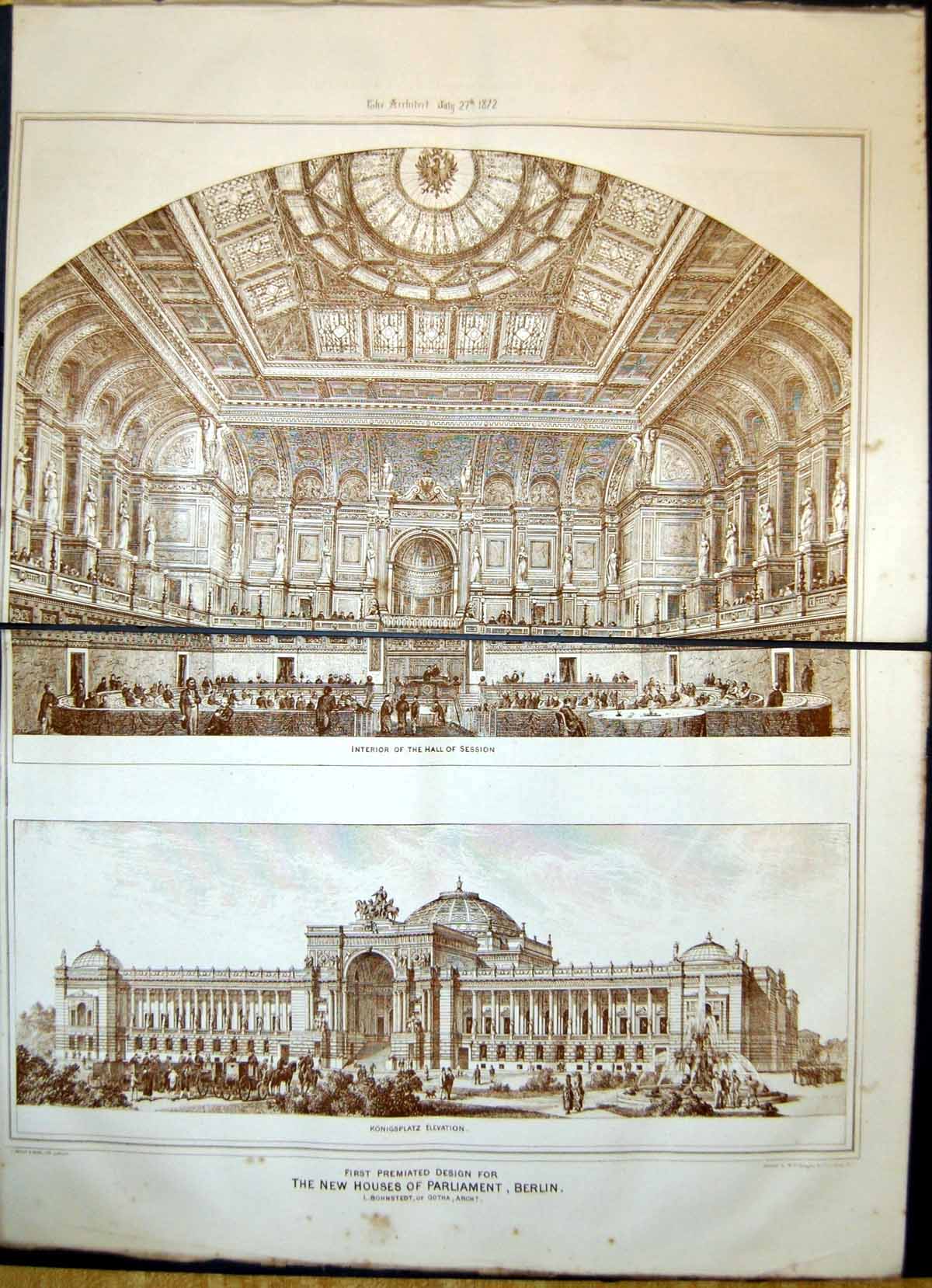 Old Architecture 1872 Design Houses Parliament Berlin Germany Bohnste 19th
