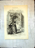 Old Print All Round World Saracenic Fountain Near Council House Jerusalem
