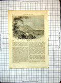 Original Old Antique Print All Round World Hong Kong Ships Bay