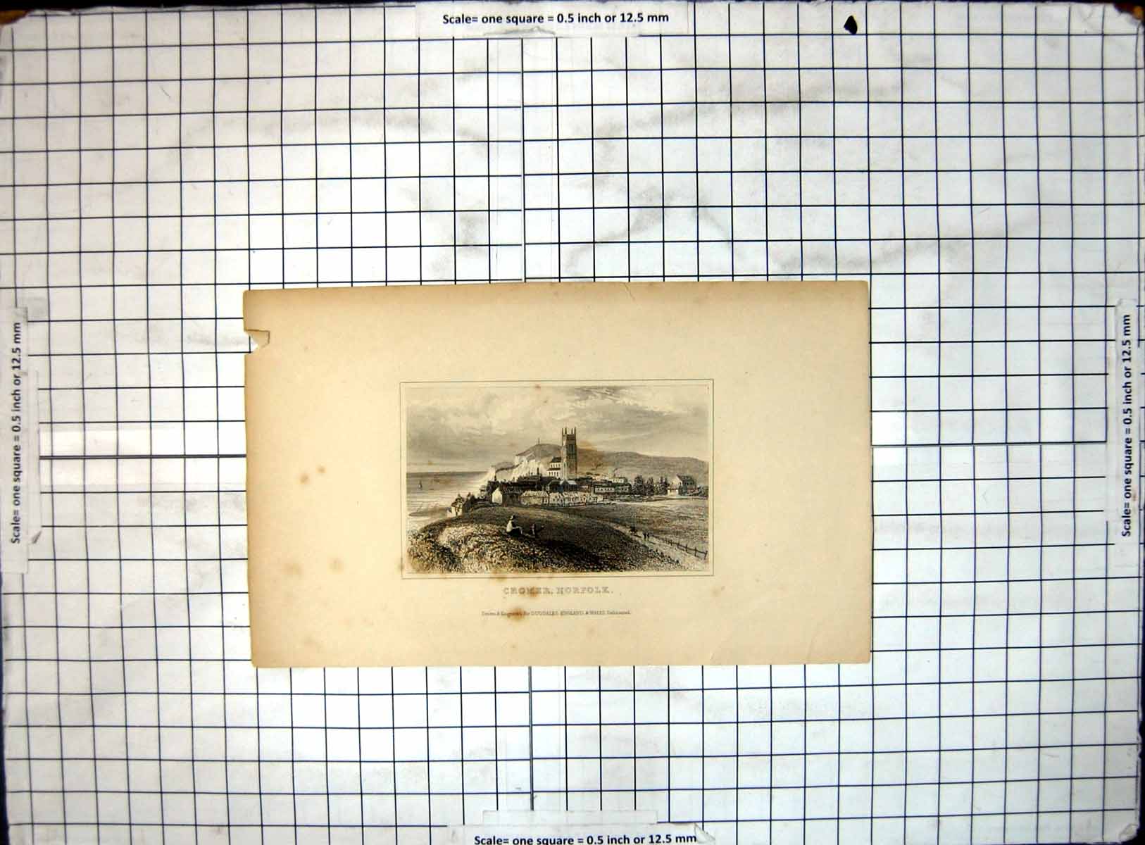 Old Print Cromer Norfolk Drawn Engraved Dugdales England Wales Delineated