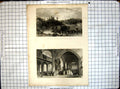 Old Print Mitford Castle Northumberland St Nicholas Church Newcastle Tyne