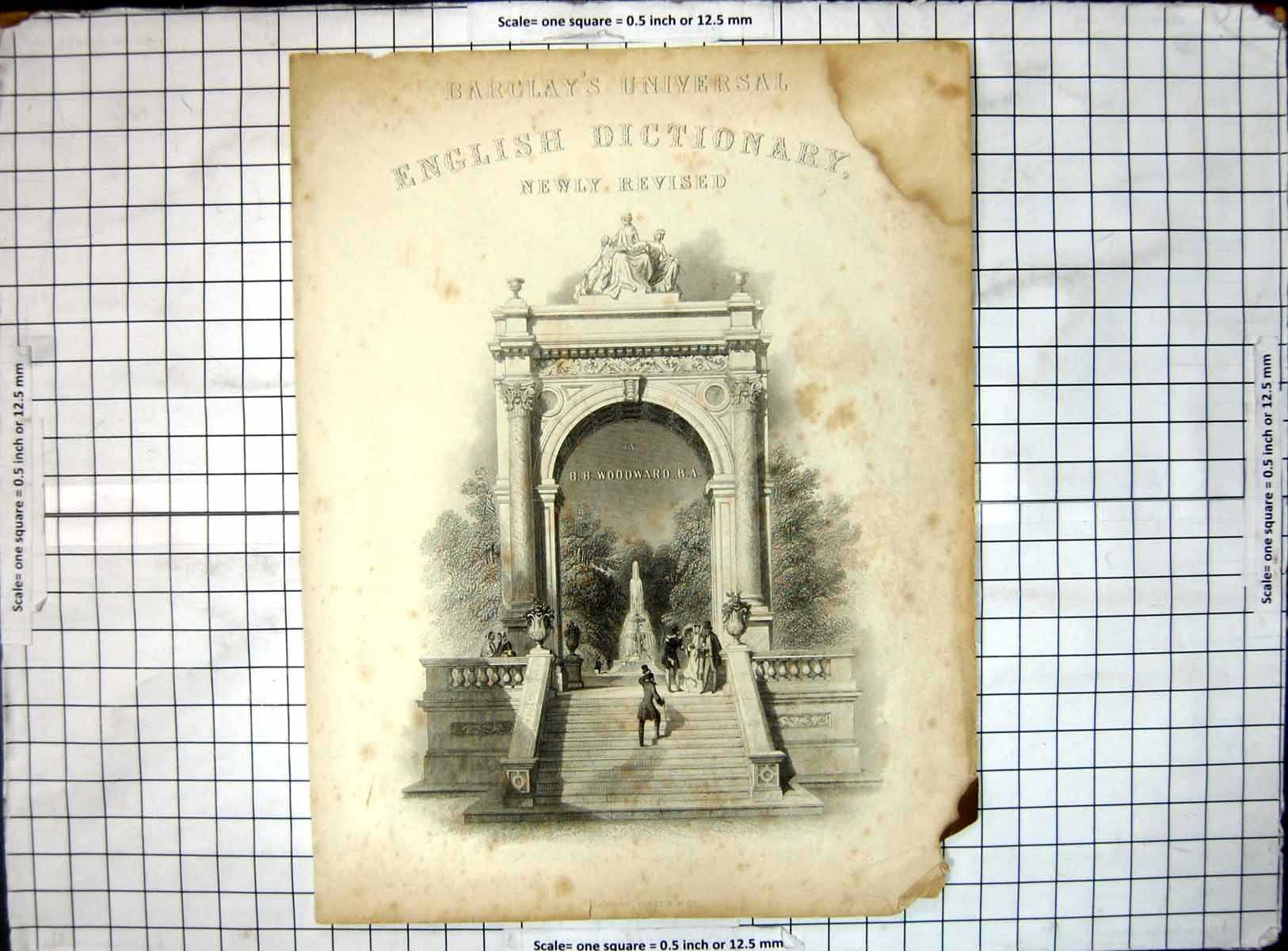 Old Print Barclays Universal English Dictionary Woodward Arch Steps 1478
