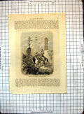 Original Old Antique Print All Round World Frontier Post Between China Russia