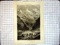 Original Old Antique Print All Round World Rocky Mountains Forest Lake