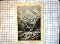 Original Old Antique Print All Round World Scene Rocky Mountains Natives Lake