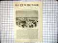 Original Old Antique Print All Round World View Jerusalem Over Pool Hezekiah