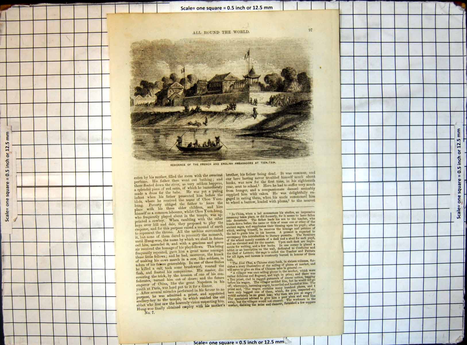 Old Print All Round World Residence French English Ambassadors Tien-Tsin 20th