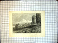 Original Old Antique Print Rhuddlan Castle Marshes Town River Bridge