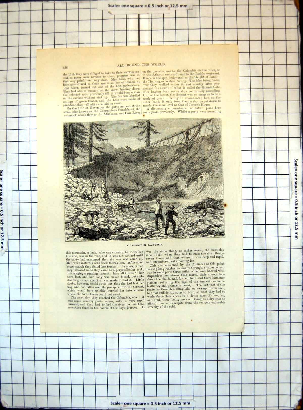 Original Old Antique Print All Round World Claim California Hose Water
