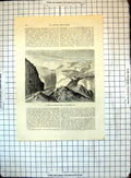 Original Old Antique Print All Round World Canon Mountain Pass Sierra Wah