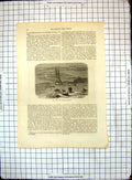 Original Old Antique Print All Round World Fox Bellots Strait Ship Dogs Sleigh