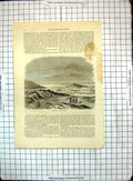 Original Old Antique Print All Round World Mouth Backs River Men Canoe