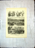 Antique Print Dolgelly Torrent Walk Owen Glendowers Parliament House Bridge