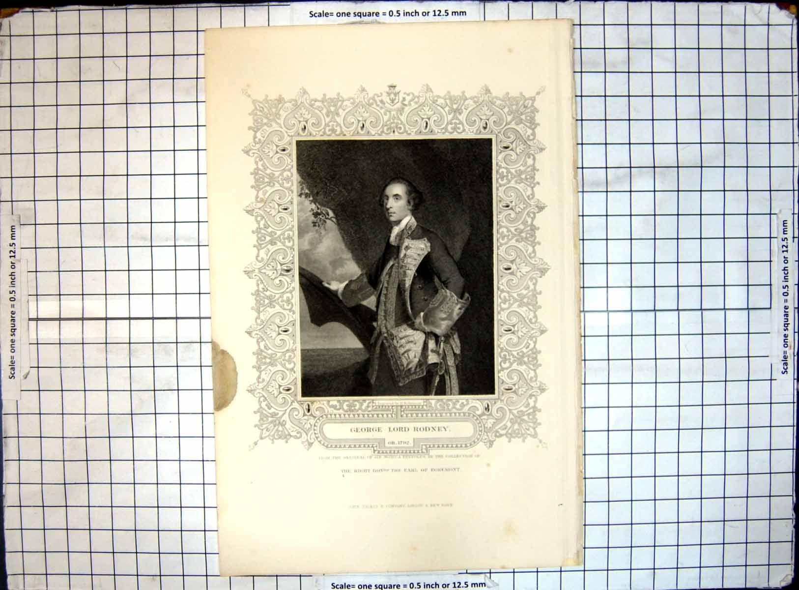 Old Print George Lord Rodney 0B 1792 H Robinson Collection Earl Egremont 18th
