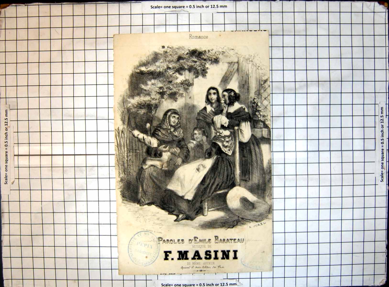 Original Old Antique Print Paroles D'Emile Barateau Musique De F Masini Romance