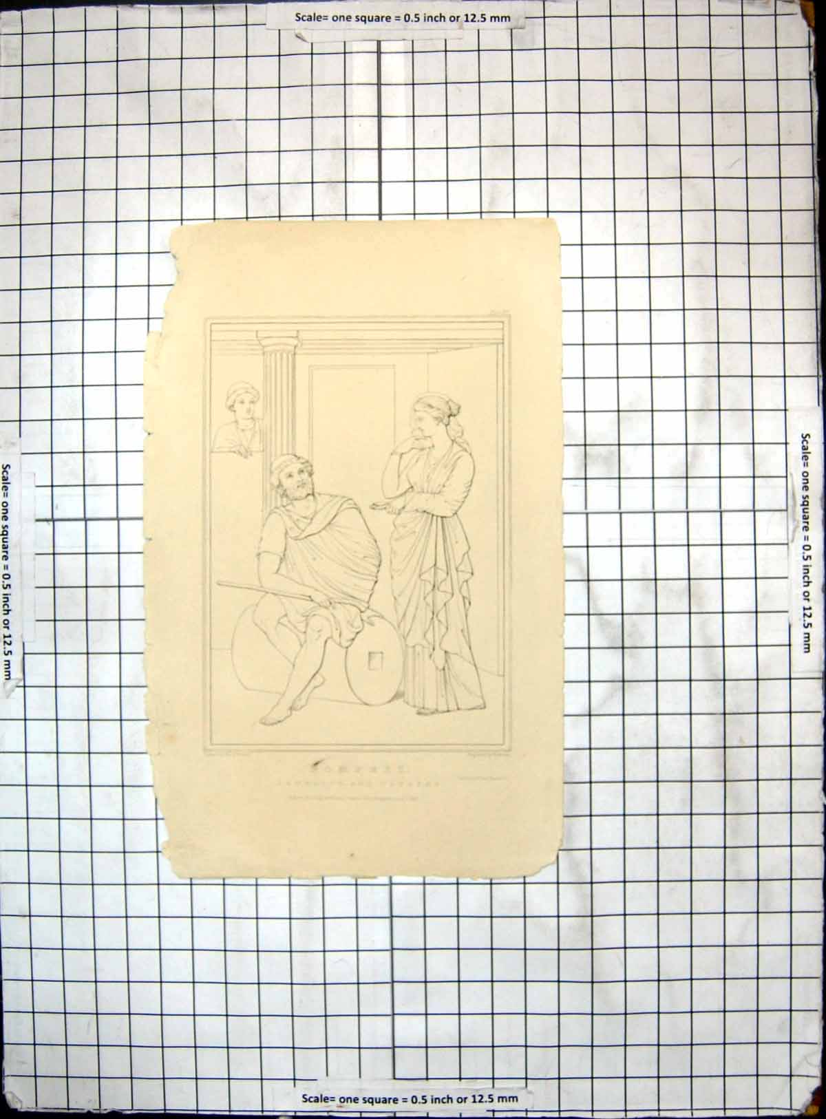 Antique Old Print Pompeii Penelope Ulysses Drawn Sir Wm Gell Engraved H Moses
