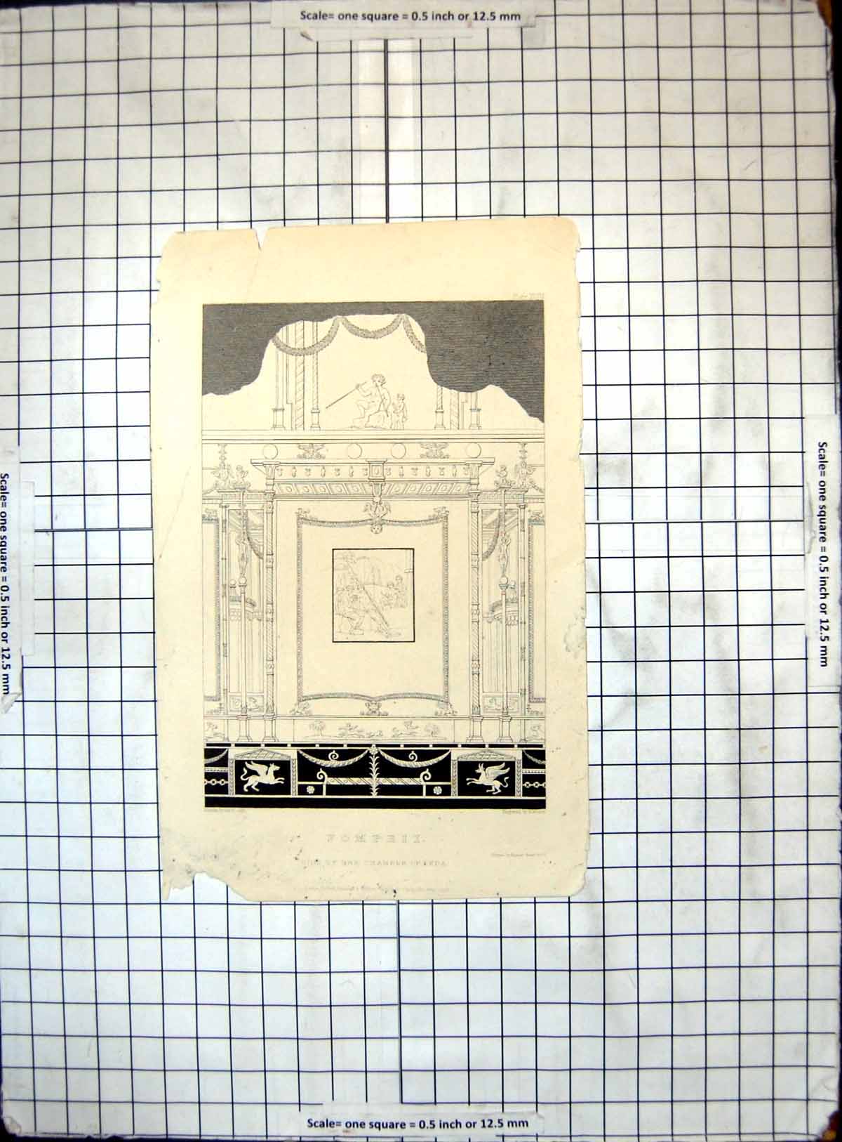 Original Old Antique Print Pompeii Side Chamber Leda Sir Wm Gell H Moses
