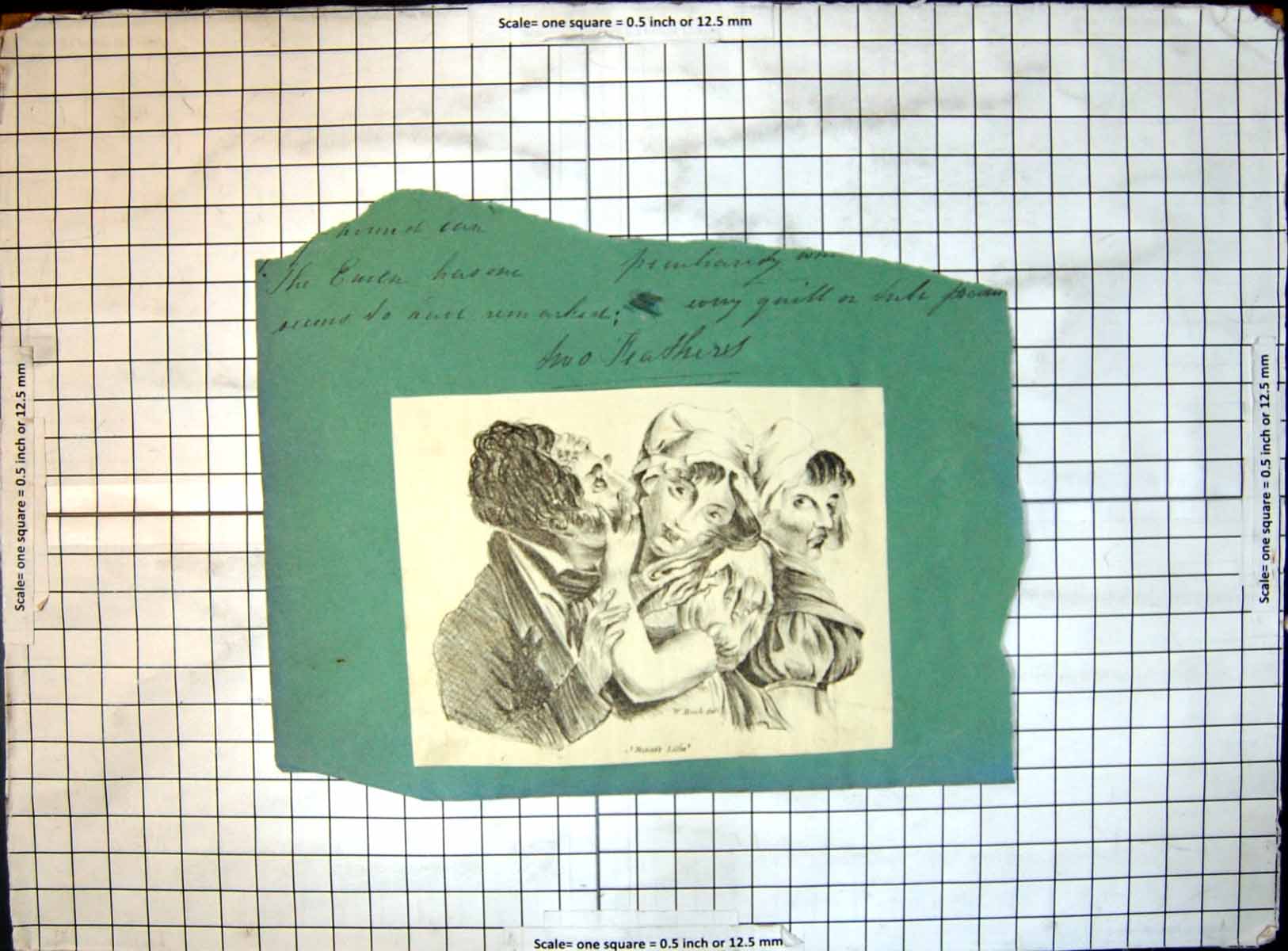 Original Old Antique Print J Bunns'S Lithe Man Kissing Woman Woman Looking On