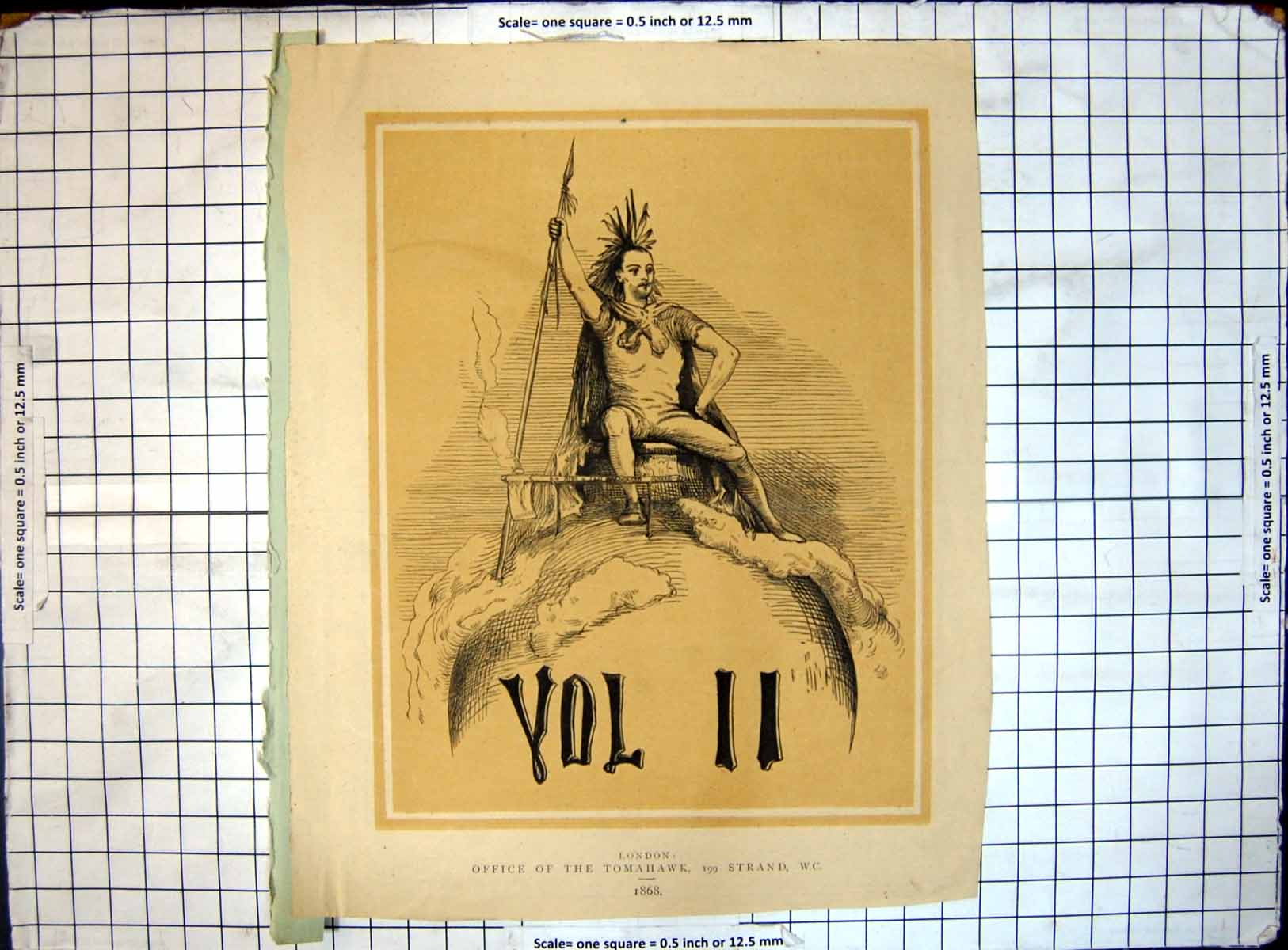 Original Old Antique Print Office Tomahawk Strand London 1868 19th
