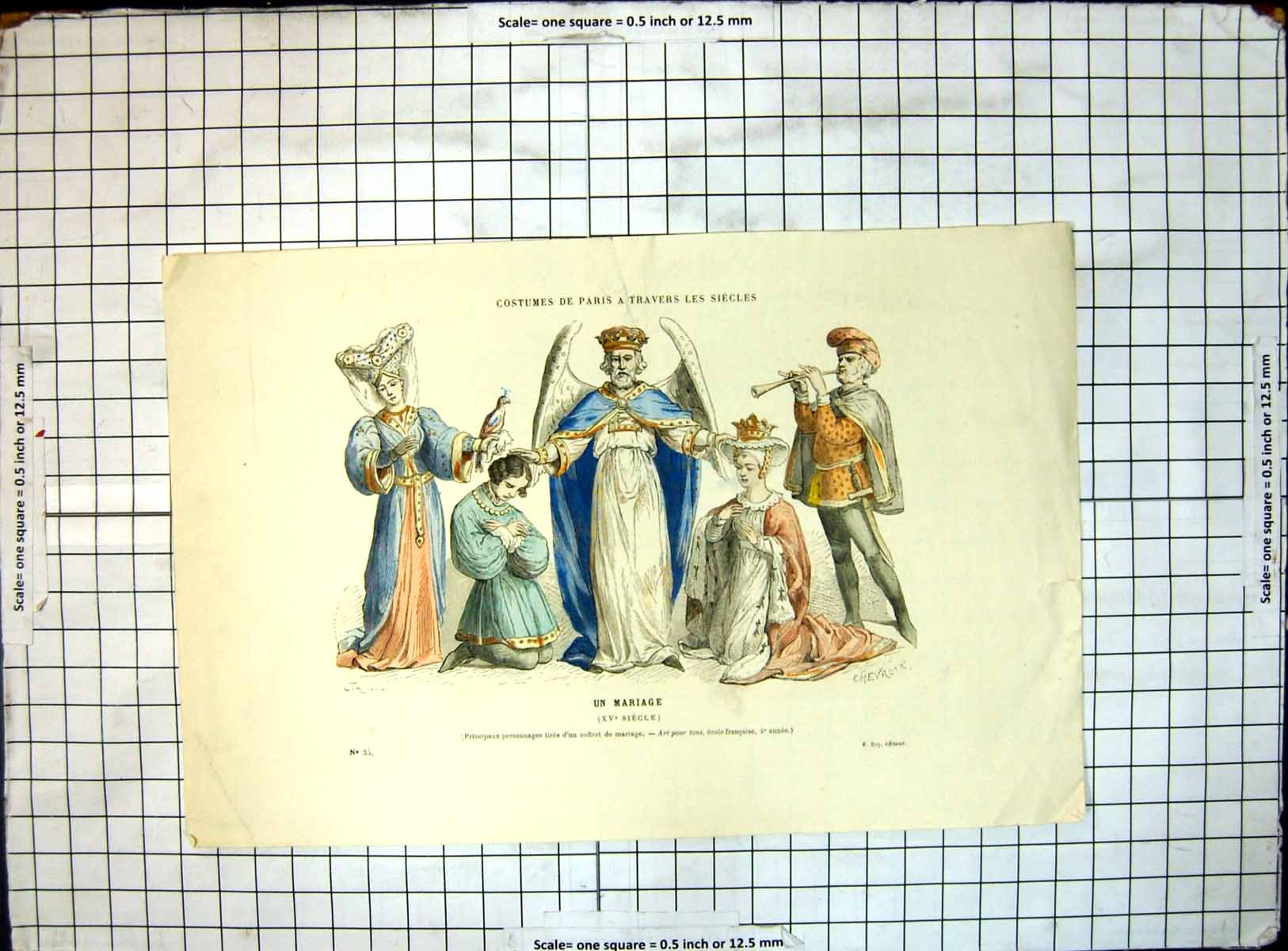 Original Old Antique Print Costumes De Paris A Travers Les Siecles Un Mariage