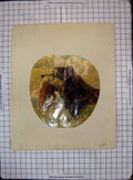 Original Old Antique Print Dog Hare Mouth Middle Aged Man Two Sweethearts
