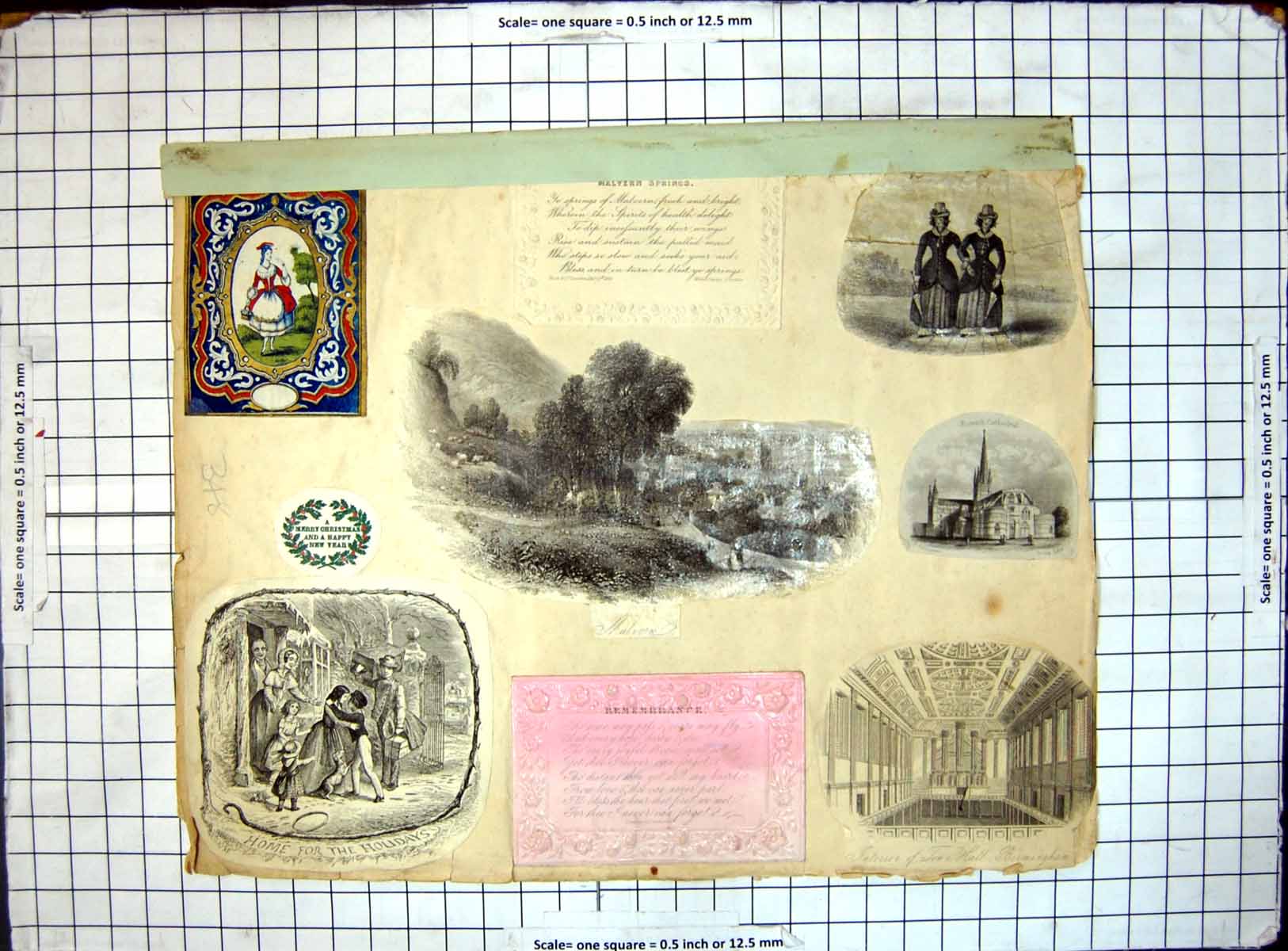 Original Old Antique Print Malvern Norwich Cathedral Queen Victoria Cloth