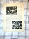 Original Old Antique Print Harrow Art School Class At Work After Demonstration