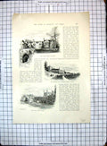 Antique Old Print Kings House Salisbury Chain Gate Wells Wardrobe Salisbury