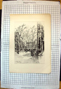 Old Master'S House From Inner Temple Winter Scene Paving Trees C1892 Victorian