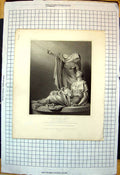 Antique Old Print Monumental Group Designed Executed Marble Joseph Nollekens