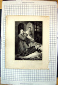 Antique Print Earl Argyll Prison Asleep Two Hours Before Execution Council