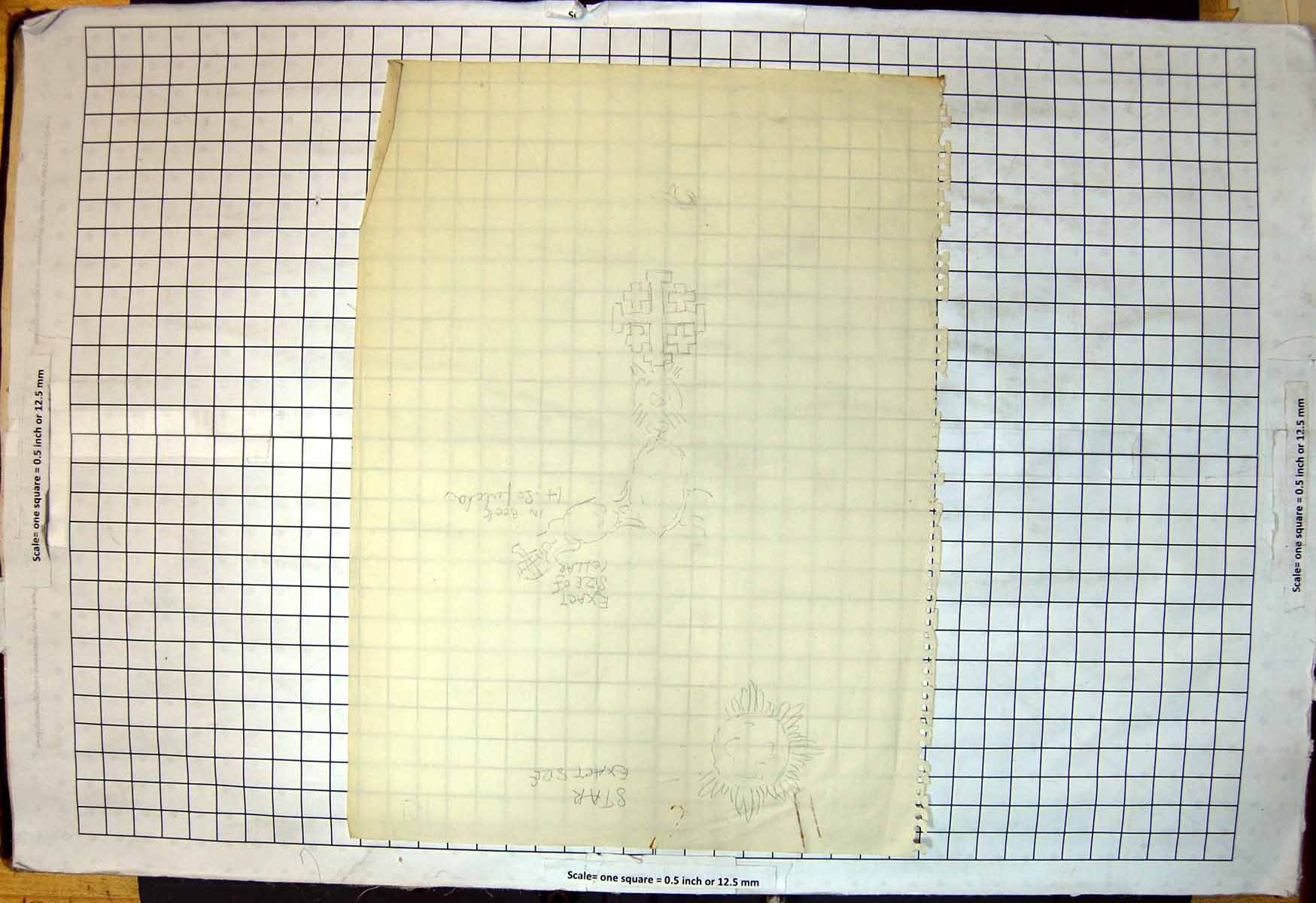 Old Print Pencil Drawings Holy Sepulchre Star Exact Size Collar From Book
