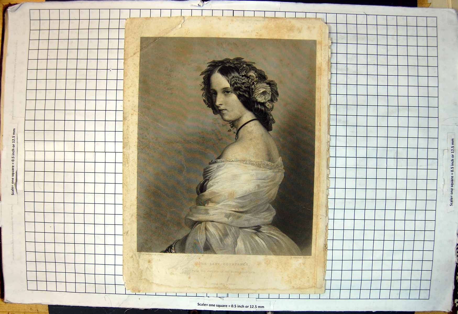 Old The Lady Constance From Picture In Royal Collection Flowers Hair