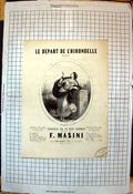 Old Le Depart De L'Hirondelle Deveria Lady Clasping Shawl Leans Monument
