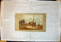 Antique Print Boat Aground Sail Down Baskets Ashore Woman Horse Sailor Row 19th